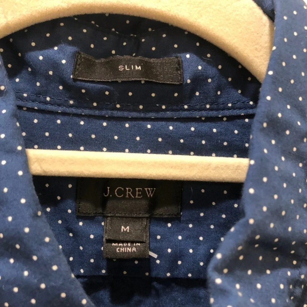 J. Crew Navy w/White Dot Button Down